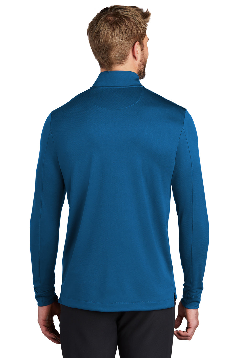 Nike NKBV6044 Mens Dri-Fit Moisture Wicking 1/4 Zip Sweatshirt Gym Blue Model Back