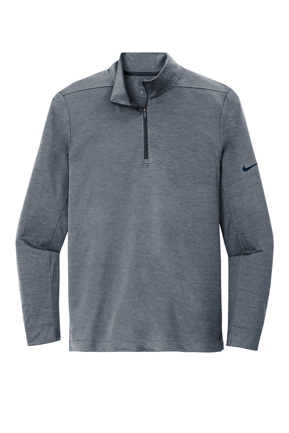 Nike NKBV6044 Mens Dri-Fit Moisture Wicking 1/4 Zip Sweatshirt Heather Navy Blue Flat Front