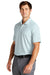 Nike NKDC1963 Mens Dri-Fit Moisture Wicking Micro Pique 2.0 Short Sleeve Polo Shirt Blue Tint Model 3Q