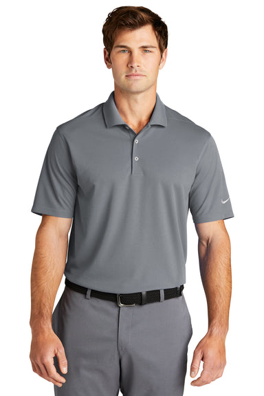 Nike NKDC1963 Mens Dri-Fit Moisture Wicking Micro Pique 2.0 Short Sleeve Polo Shirt Cool Grey Model Front