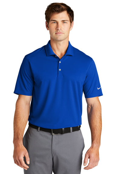 Nike NKDC1963 Mens Dri-Fit Moisture Wicking Micro Pique 2.0 Short Sleeve Polo Shirt Game Royal Blue Model Front