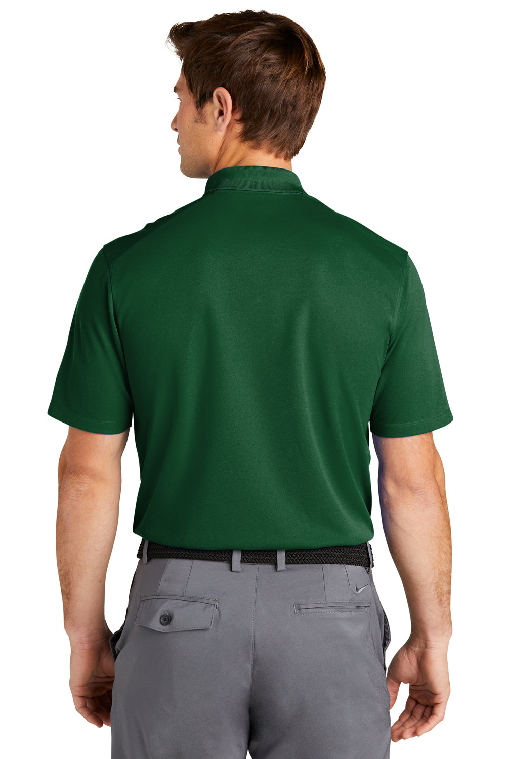 Nike NKDC1963 Mens Dri-Fit Moisture Wicking Micro Pique 2.0 Short Sleeve Polo Shirt Gorge Green Model Back