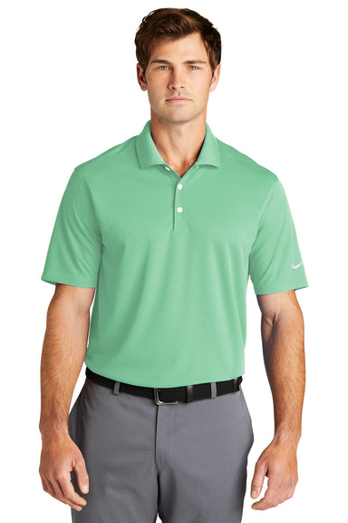 Nike NKDC1963 Mens Dri-Fit Moisture Wicking Micro Pique 2.0 Short Sleeve Polo Shirt Mint Green Model Front