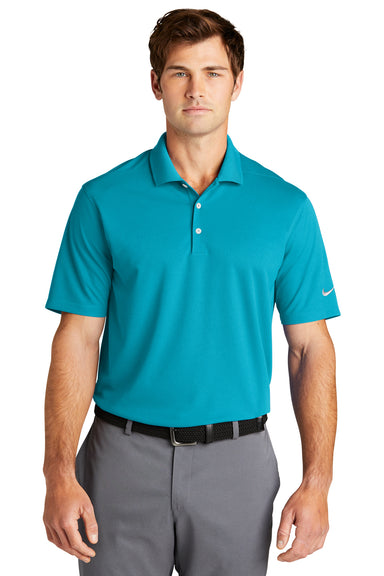 Nike NKDC1963 Mens Dri-Fit Moisture Wicking Micro Pique 2.0 Short Sleeve Polo Shirt Tidal Blue Model Front
