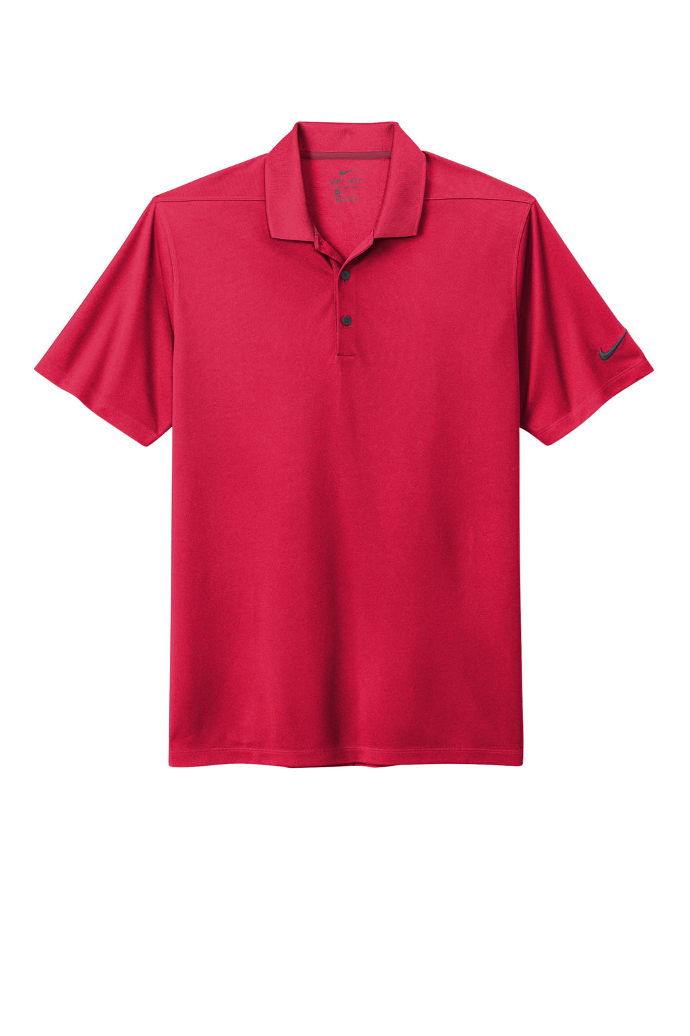 Nike NKDC1963 Mens Dri-Fit Moisture Wicking Micro Pique 2.0 Short Sleeve Polo Shirt University Red Flat Front