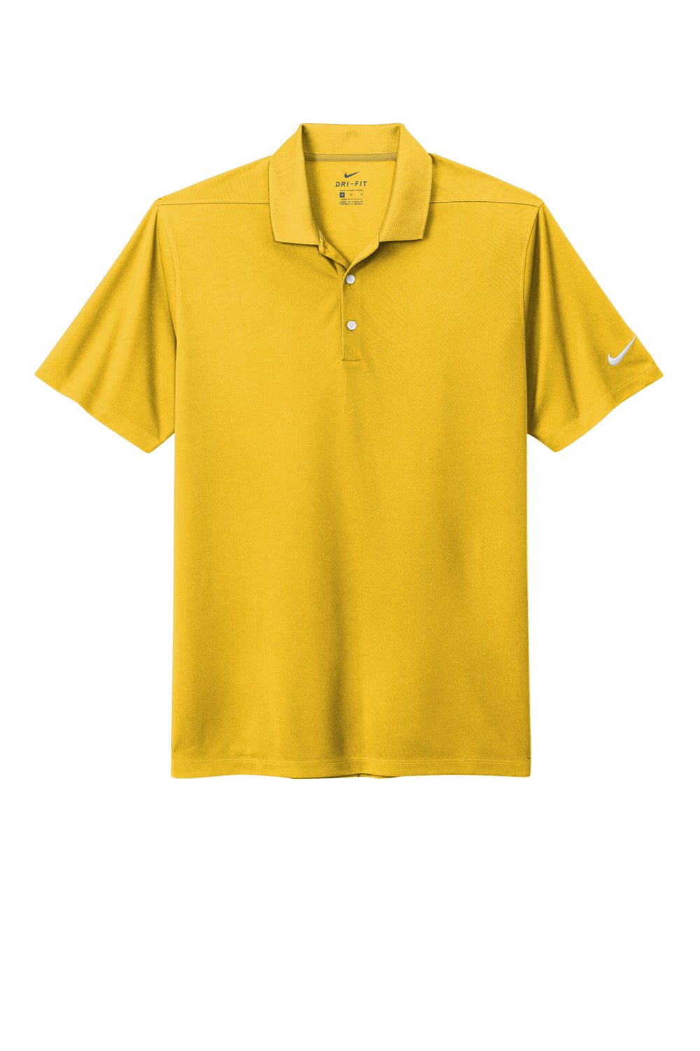 Nike NKDC1963 Mens Dri-Fit Moisture Wicking Micro Pique 2.0 Short Sleeve Polo Shirt Varsity Maize Yellow Flat Front