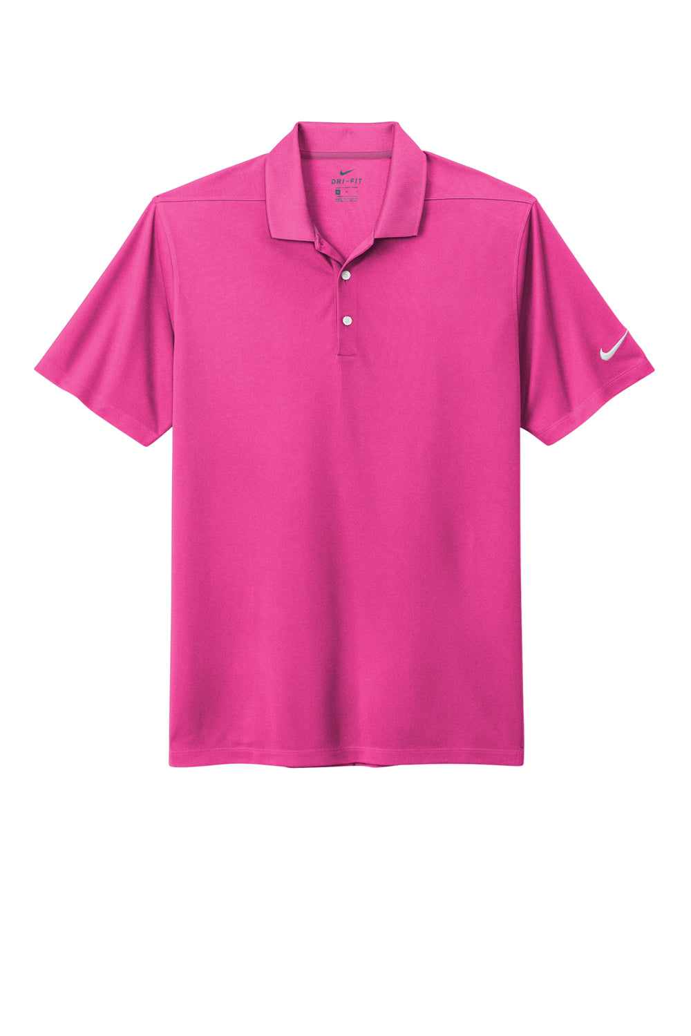 Nike NKDC1963 Mens Dri-Fit Moisture Wicking Micro Pique 2.0 Short Sleeve Polo Shirt Vivid Pink Flat Front