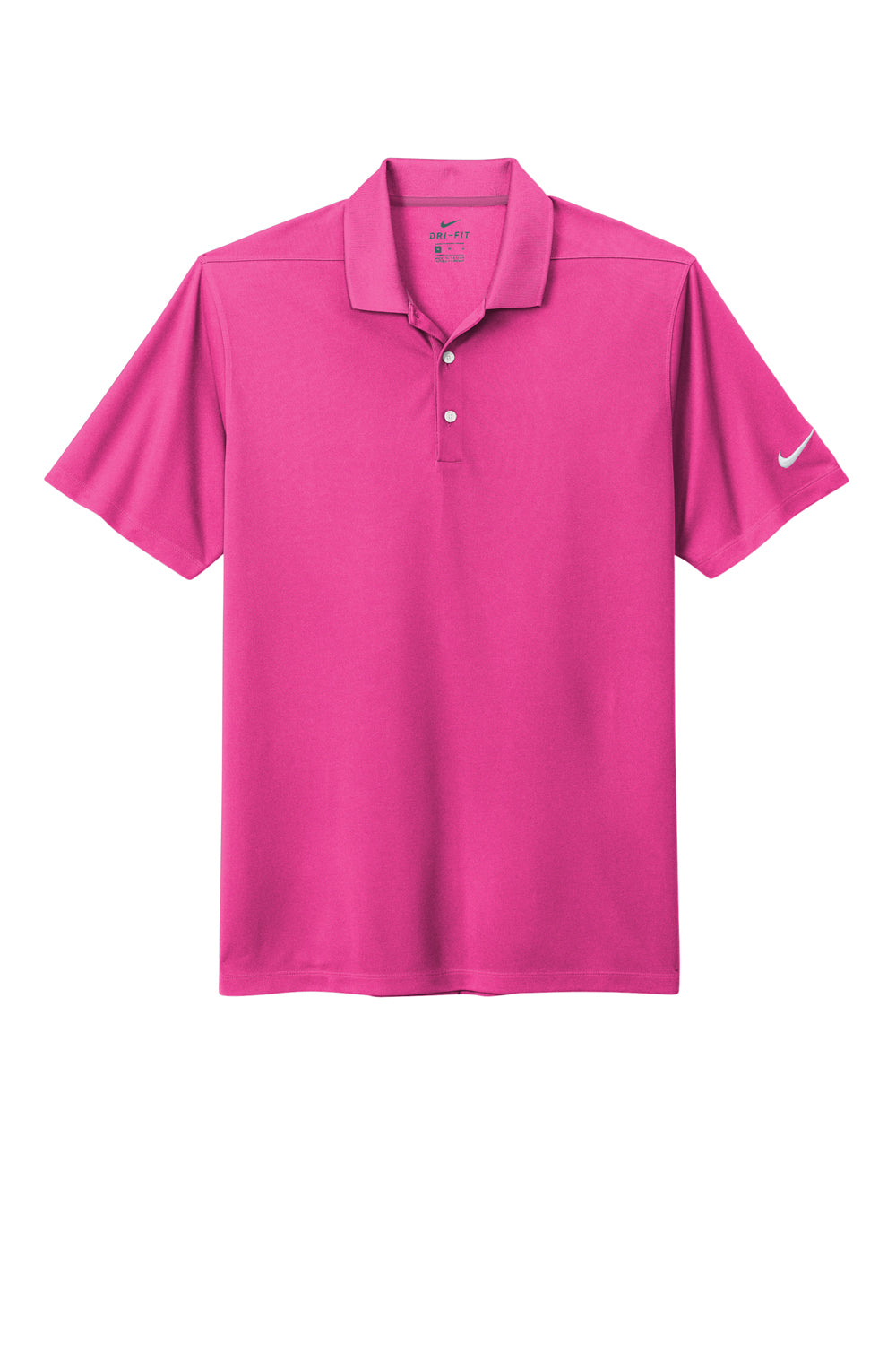 Nike NKDC1963 Mens Dri-Fit Moisture Wicking Micro Pique 2.0 Short Sleeve Polo Shirt Vivid Pink Flat Front