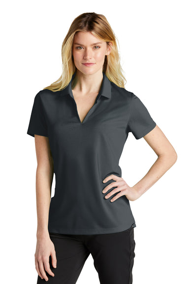 Nike NKDC1991 Womens Dri-Fit Moisture Wicking Micro Pique 2.0 Short Sleeve Polo Shirt Anthracite Grey Model Front