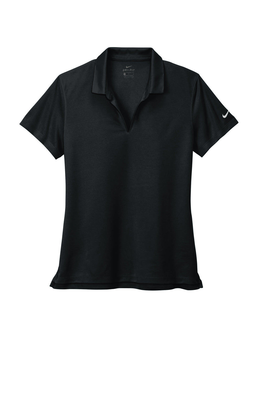 Nike NKDC1991 Womens Dri-Fit Moisture Wicking Micro Pique 2.0 Short Sleeve Polo Shirt Black Flat Front