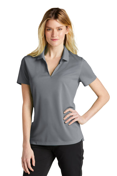 Nike NKDC1991 Womens Dri-Fit Moisture Wicking Micro Pique 2.0 Short Sleeve Polo Shirt Cool Grey Model Front