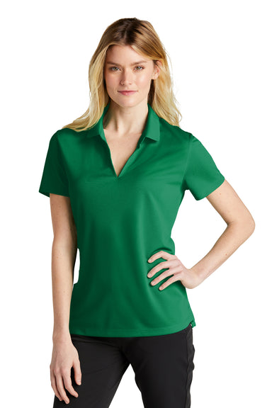 Nike NKDC1991 Womens Dri-Fit Moisture Wicking Micro Pique 2.0 Short Sleeve Polo Shirt Lucid Green Model Front