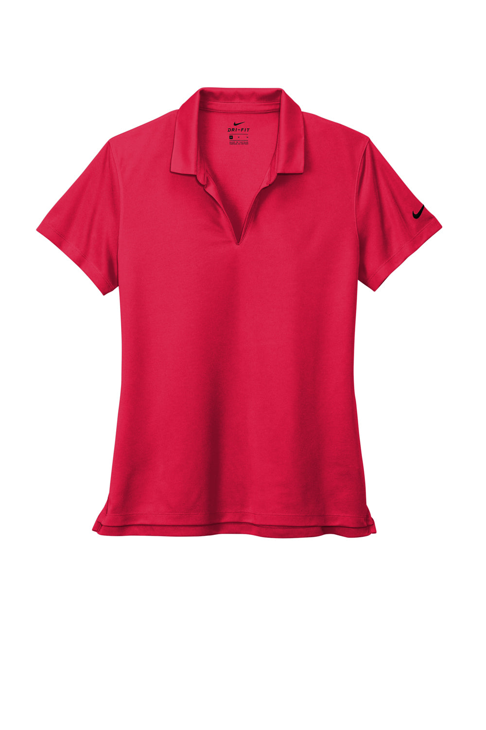Nike NKDC1991 Womens Dri-Fit Moisture Wicking Micro Pique 2.0 Short Sleeve Polo Shirt University Red Flat Front