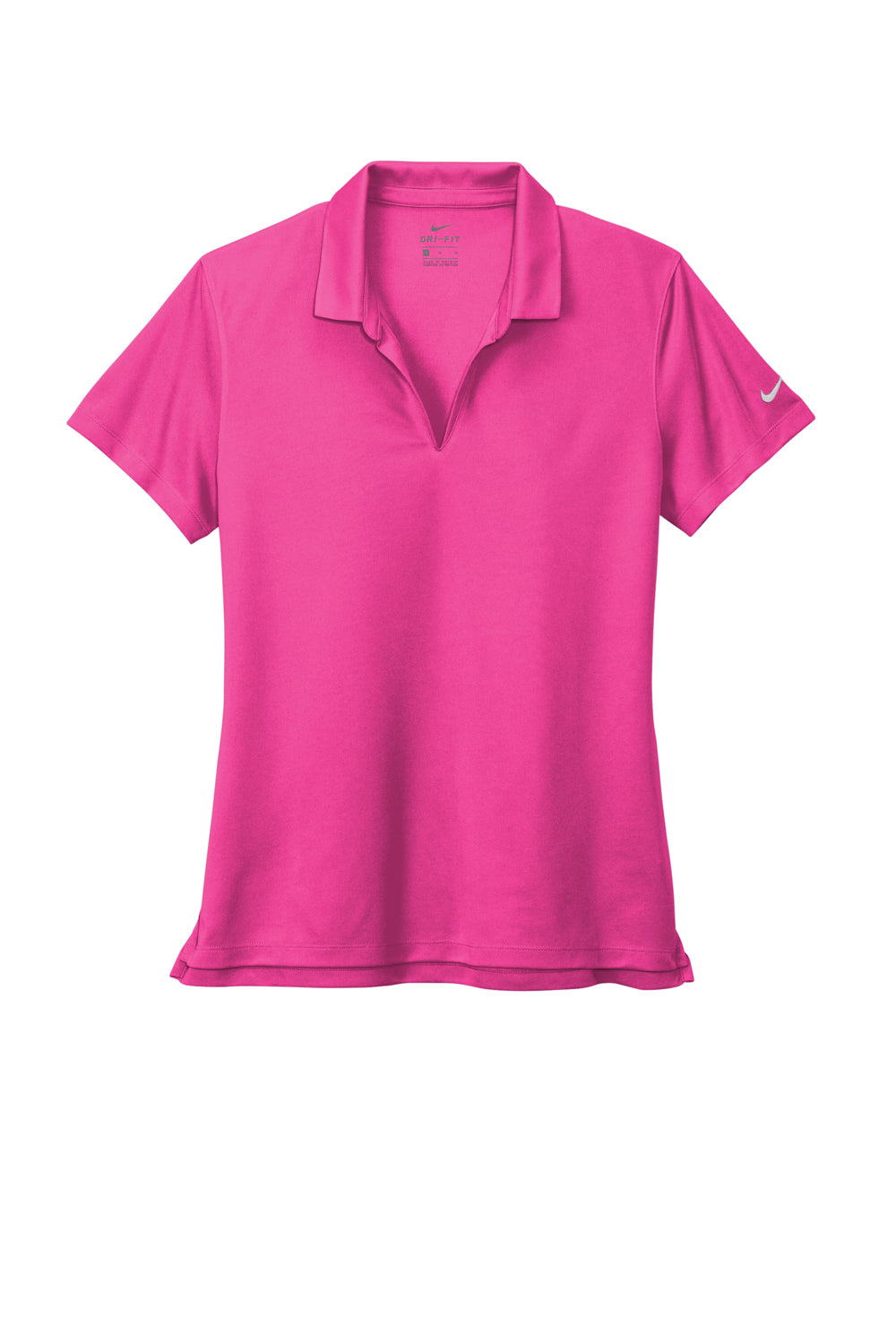 Nike NKDC1991 Womens Dri-Fit Moisture Wicking Micro Pique 2.0 Short Sleeve Polo Shirt Vivid Pink Flat Front