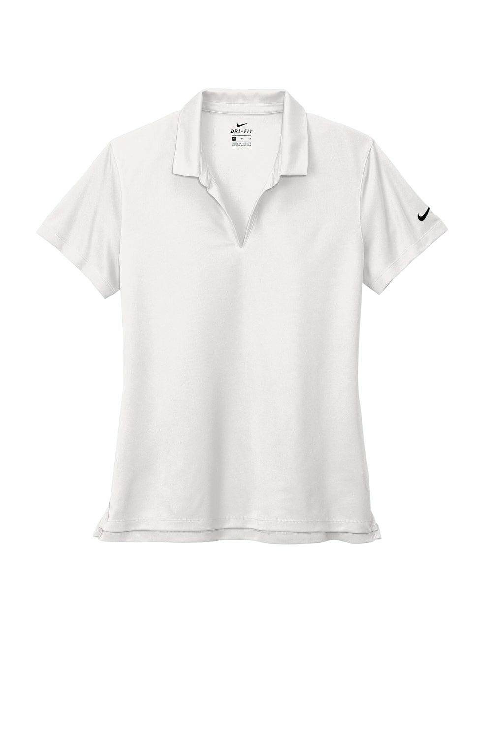 Nike NKDC1991 Womens Dri-Fit Moisture Wicking Micro Pique 2.0 Short Sleeve Polo Shirt White Flat Front