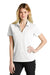 Nike NKDC1991 Womens Dri-Fit Moisture Wicking Micro Pique 2.0 Short Sleeve Polo Shirt White Model Front