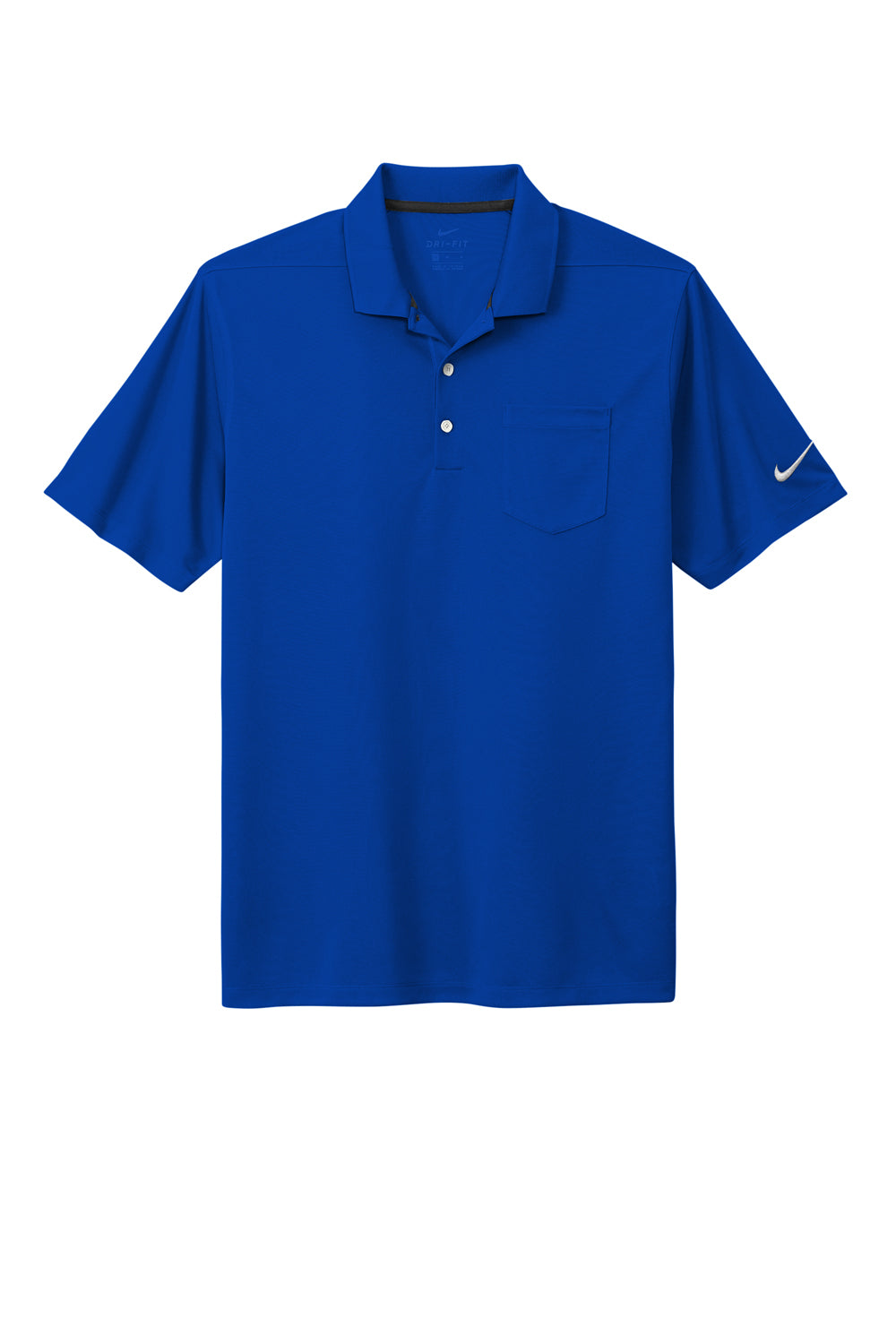 Nike NKDC2103 Mens Dri-Fit Moisture Wicking Micro Pique 2.0 Short Sleeve Polo Shirt w/ Pocket Game Royal Blue Flat Front