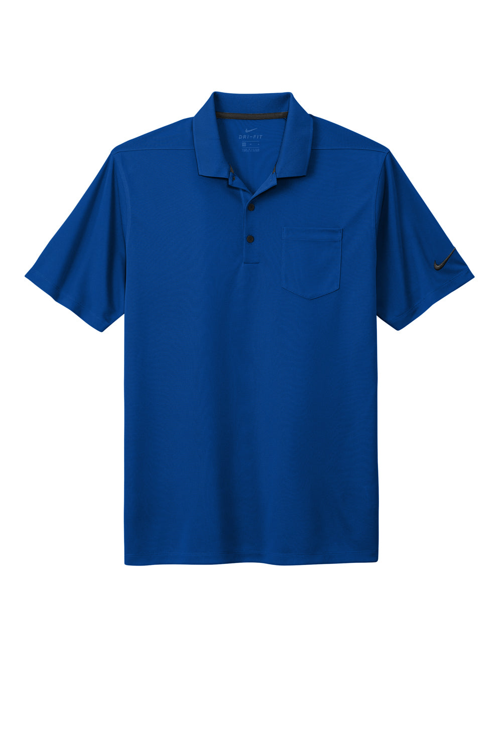 Nike NKDC2103 Mens Dri-Fit Moisture Wicking Micro Pique 2.0 Short Sleeve Polo Shirt w/ Pocket Gym Blue Flat Front