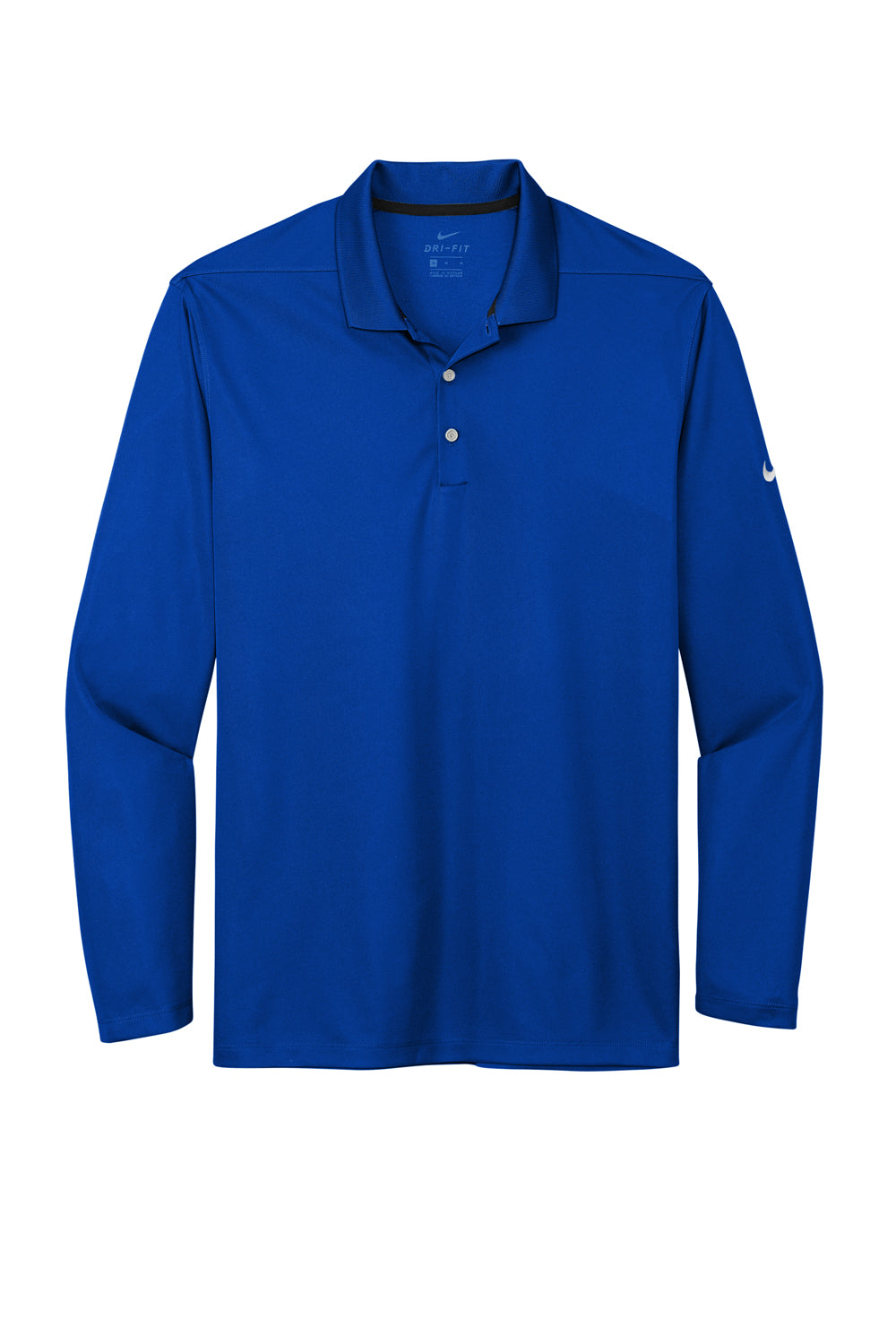 Nike NKDC2104 Mens Dri-Fit Moisture Wicking Micro Pique 2.0 Long Sleeve Polo Shirt Game Royal Blue Flat Front
