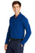 Nike NKDC2104 Mens Dri-Fit Moisture Wicking Micro Pique 2.0 Long Sleeve Polo Shirt Gym Blue Model 3Q