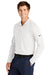 Nike NKDC2104 Mens Dri-Fit Moisture Wicking Micro Pique 2.0 Long Sleeve Polo Shirt White Model 3Q