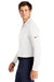 Nike NKDC2104 Mens Dri-Fit Moisture Wicking Micro Pique 2.0 Long Sleeve Polo Shirt White Model Side