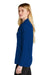 Nike NKDC2105 Womens Dri-Fit Moisture Wicking Micro Pique 2.0 Long Sleeve Polo Shirt Gym Blue Model Side
