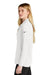 Nike NKDC2105 Womens Dri-Fit Moisture Wicking Micro Pique 2.0 Long Sleeve Polo Shirt White Model Side