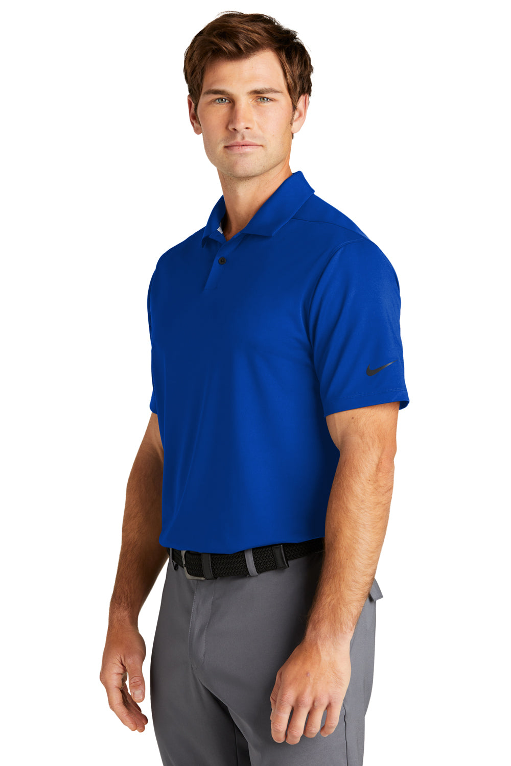 Nike NKDC2108 Mens Vapor Dri-Fit Moisture Wicking Short Sleeve Polo Shirt Game Royal Blue Model 3Q