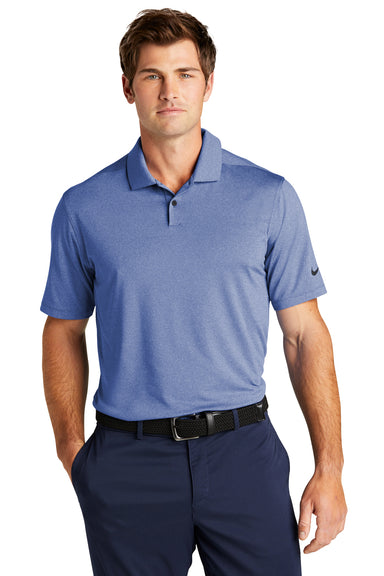 Nike NKDC2108 Mens Vapor Dri-Fit Moisture Wicking Short Sleeve Polo Shirt Heather Game Royal Blue Model Front