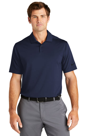 Nike NKDC2108 Mens Vapor Dri-Fit Moisture Wicking Short Sleeve Polo Shirt Midnight Navy Blue Model Front