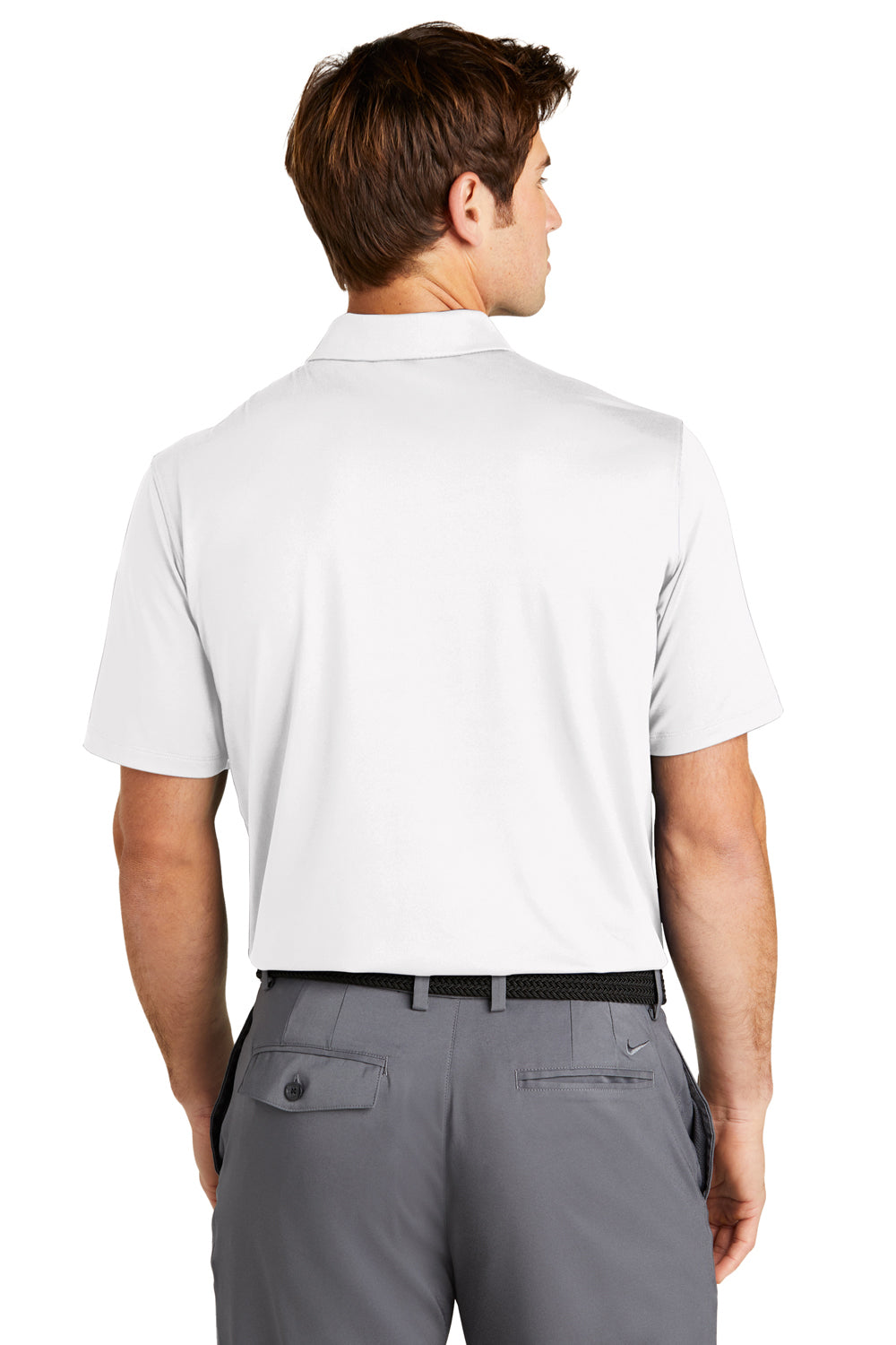 Nike NKDC2108 Mens Vapor Dri-Fit Moisture Wicking Short Sleeve Polo Shirt White Model Back