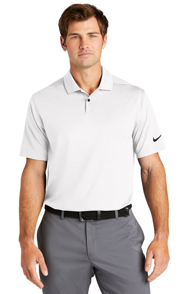 Nike NKDC2108 Mens Vapor Dri-Fit Moisture Wicking Short Sleeve Polo Shirt White Model Front