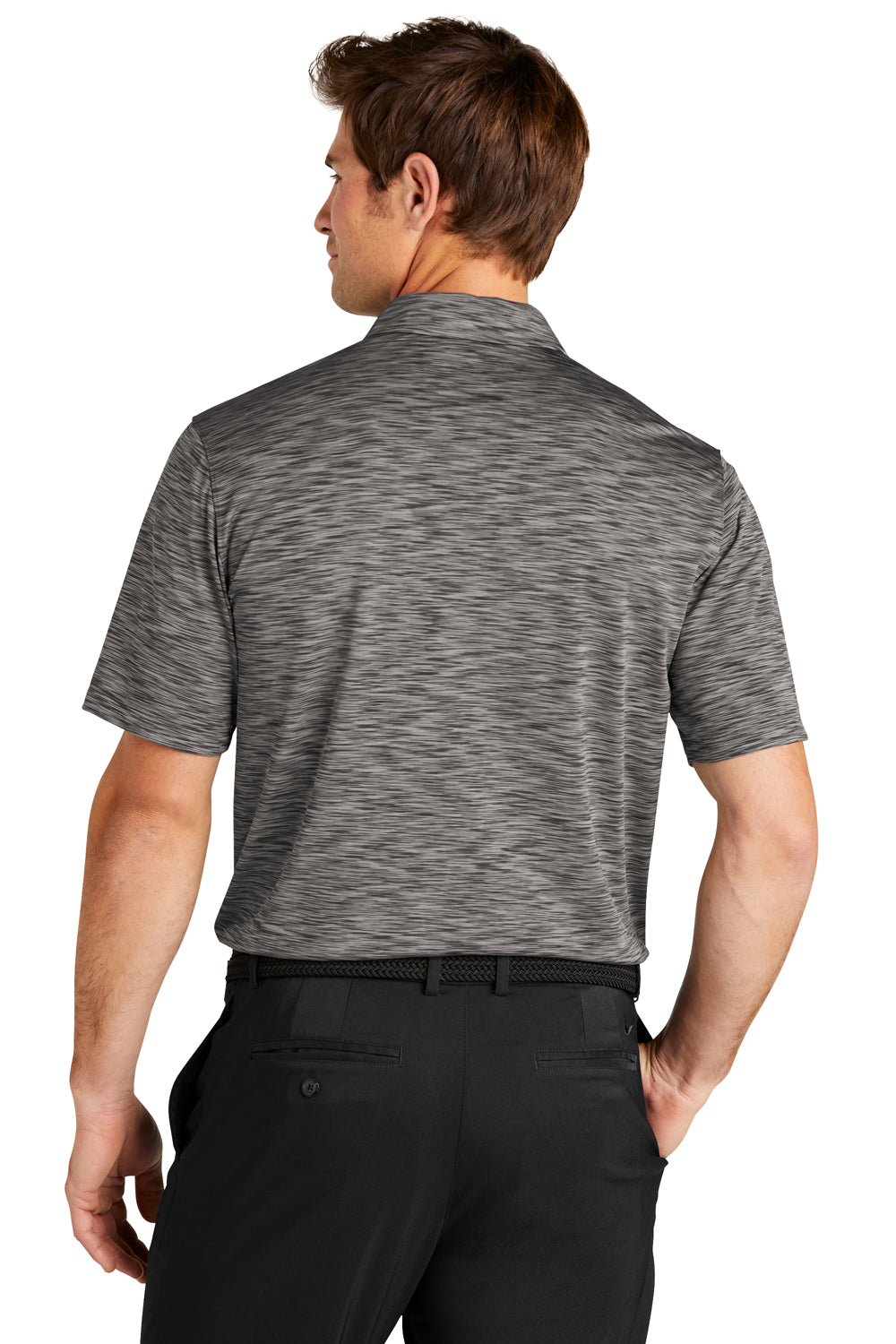 Nike NKDC2109 Mens Vapor Space Dyed Dri-Fit Moisture Wicking Short Sleeve Polo Shirt Anthracite Grey Model Back