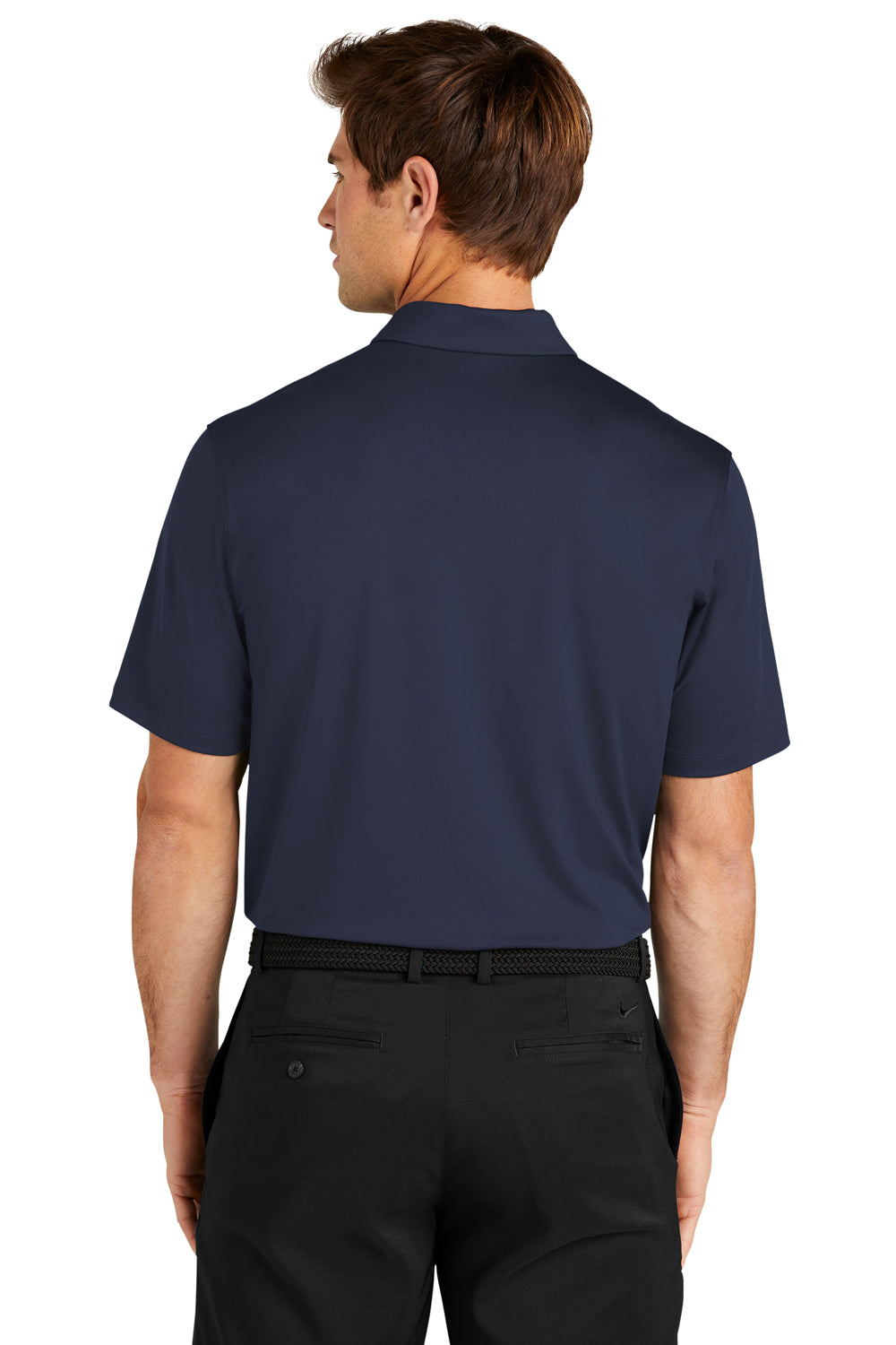 Nike NKDC2114 Mens Vapor Block Dri-Fit Moisture Wicking Short Sleeve Polo Shirt Midnight Navy Blue Model Back