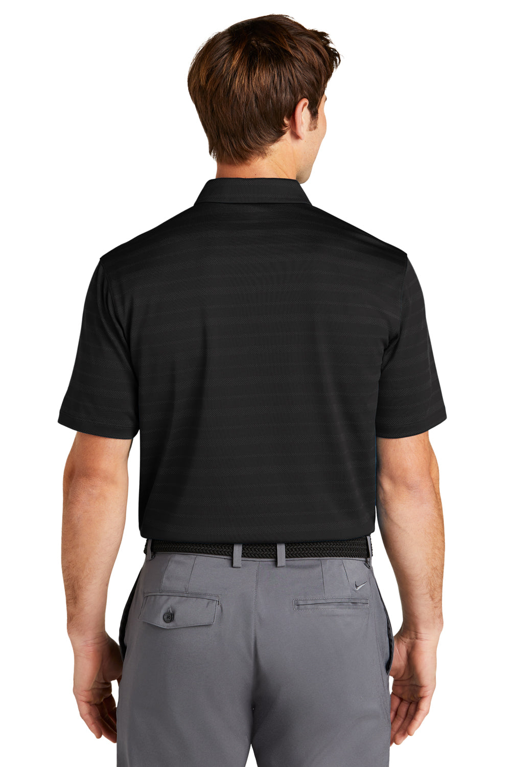 Nike NKDC2115 Mens Vapor Jacquard Dri-Fit Moisture Wicking Short Sleeve Polo Shirt Black Model Back