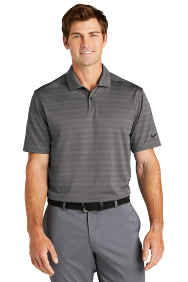 Nike NKDC2115 Mens Vapor Jacquard Dri-Fit Moisture Wicking Short Sleeve Polo Shirt Dark Grey Model Front