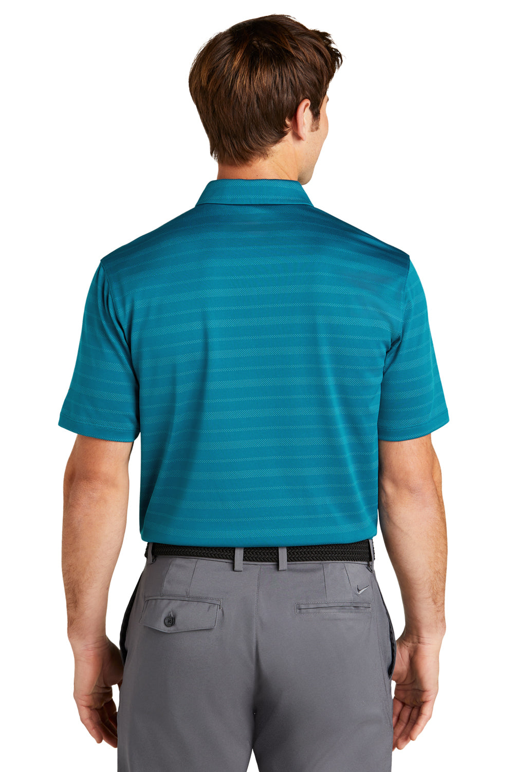 Nike NKDC2115 Mens Vapor Jacquard Dri-Fit Moisture Wicking Short Sleeve Polo Shirt Marina Blue Model Back
