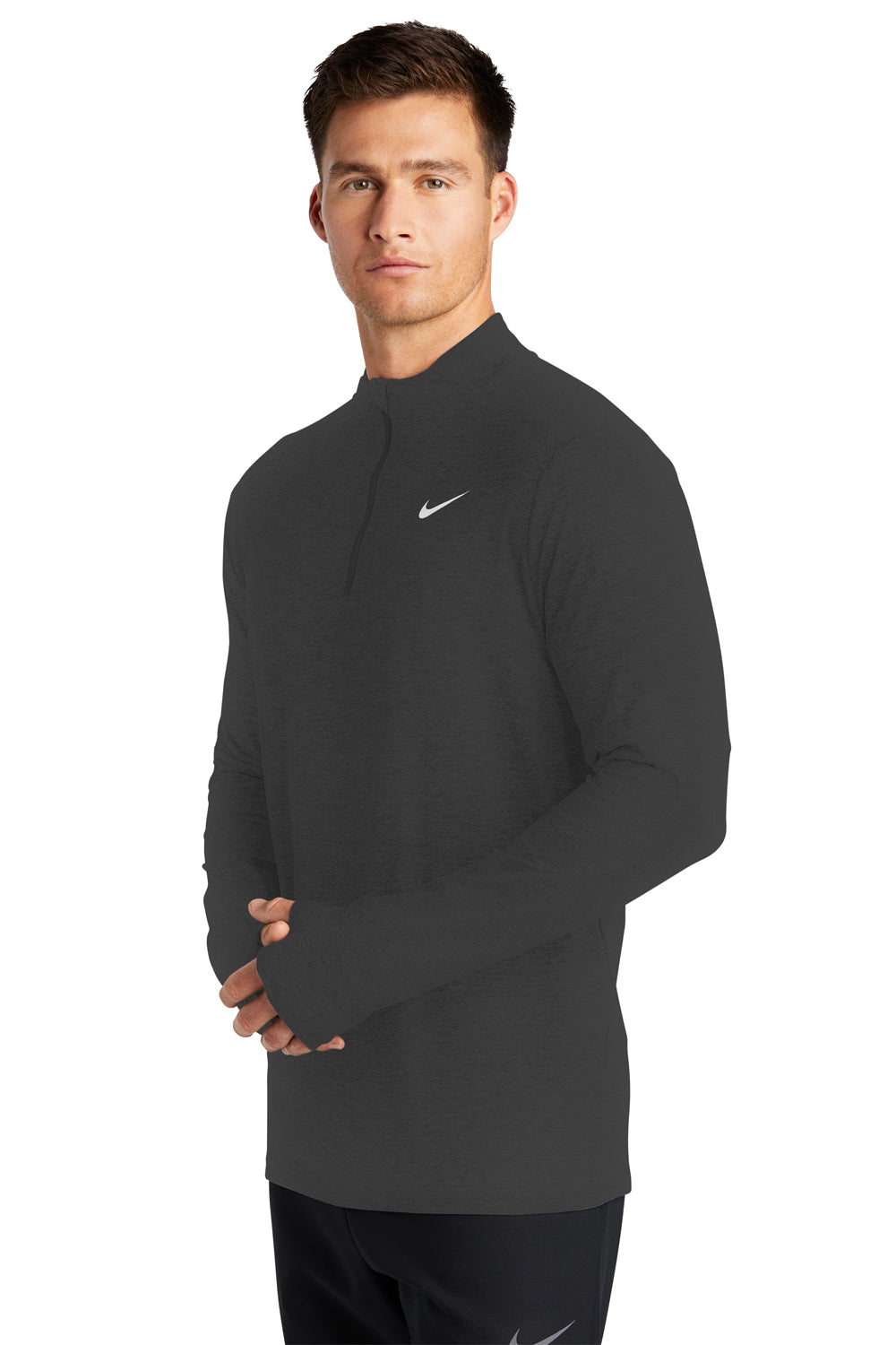 Nike NKDH4949 Mens Element Dri-Fit Moisture Wicking 1/4 Zip Sweatshirt Anthracite Grey Model 3Q