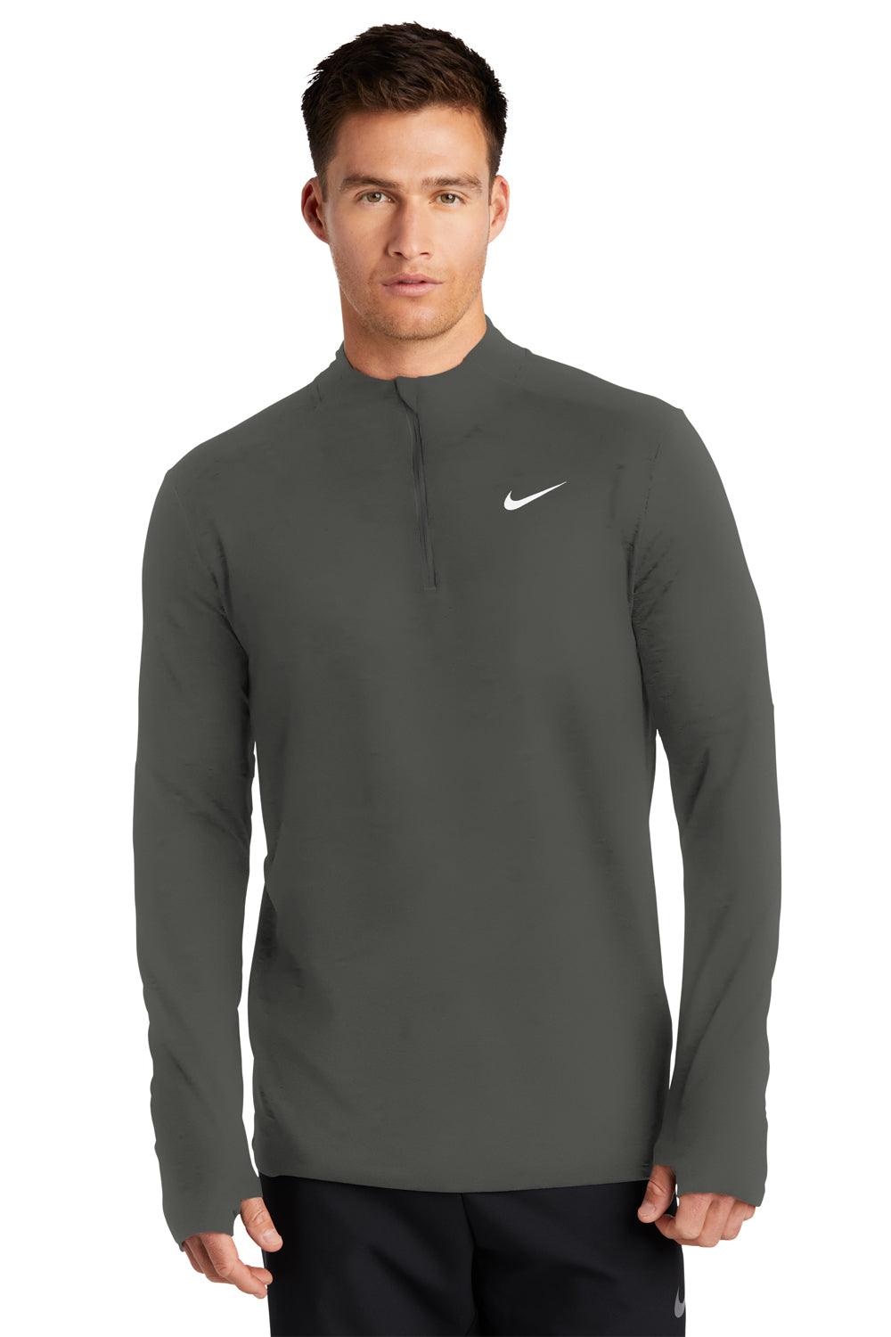 Nike NKDH4949 Mens Element Dri-Fit Moisture Wicking 1/4 Zip Sweatshirt Anthracite Grey Model Front