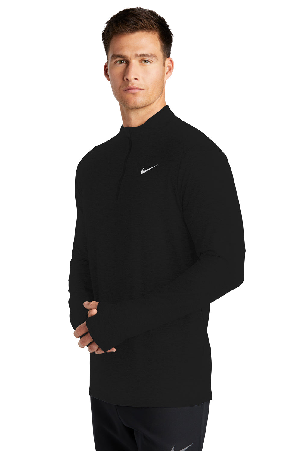 Nike NKDH4949 Mens Element Dri-Fit Moisture Wicking 1/4 Zip Sweatshirt Black Model 3Q