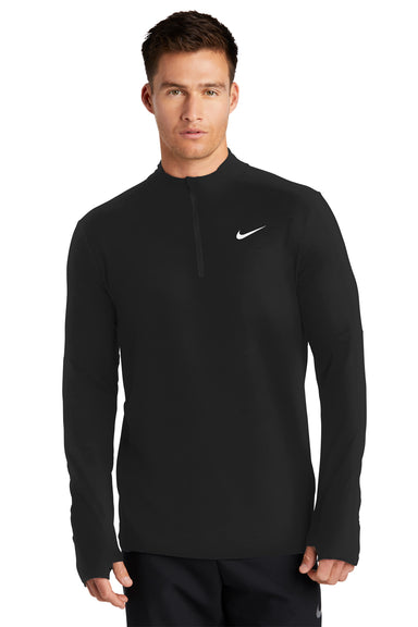 Nike NKDH4949 Mens Element Dri-Fit Moisture Wicking 1/4 Zip Sweatshirt Black Model Front