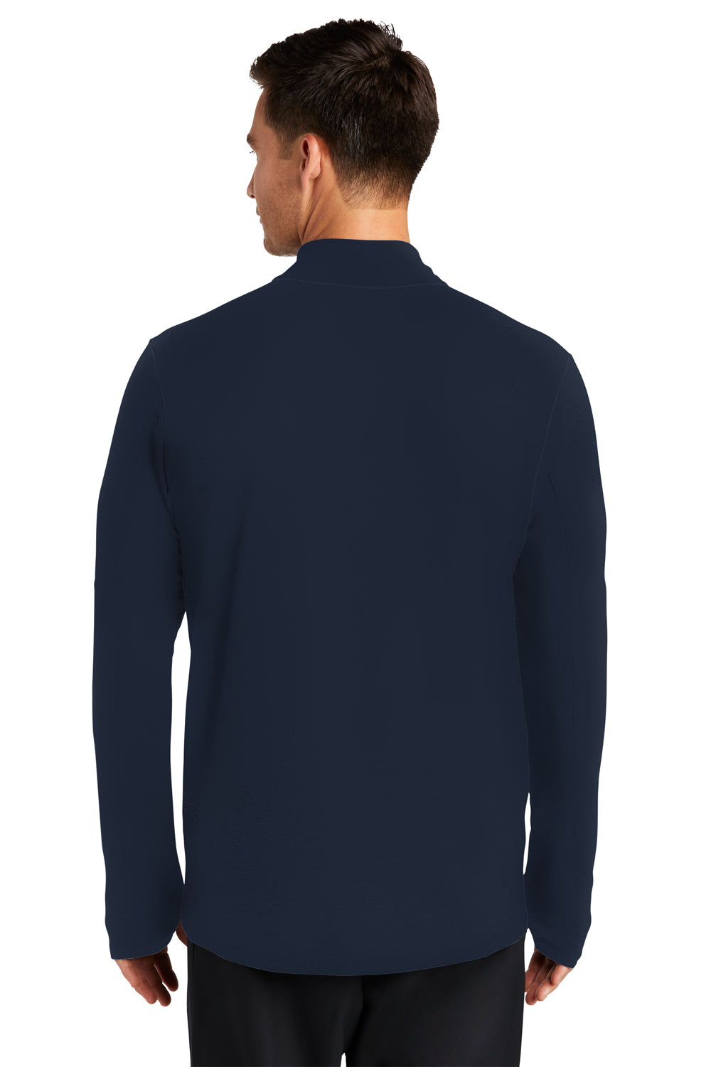 Nike NKDH4949 Mens Element Dri-Fit Moisture Wicking 1/4 Zip Sweatshirt Navy Blue Model Back