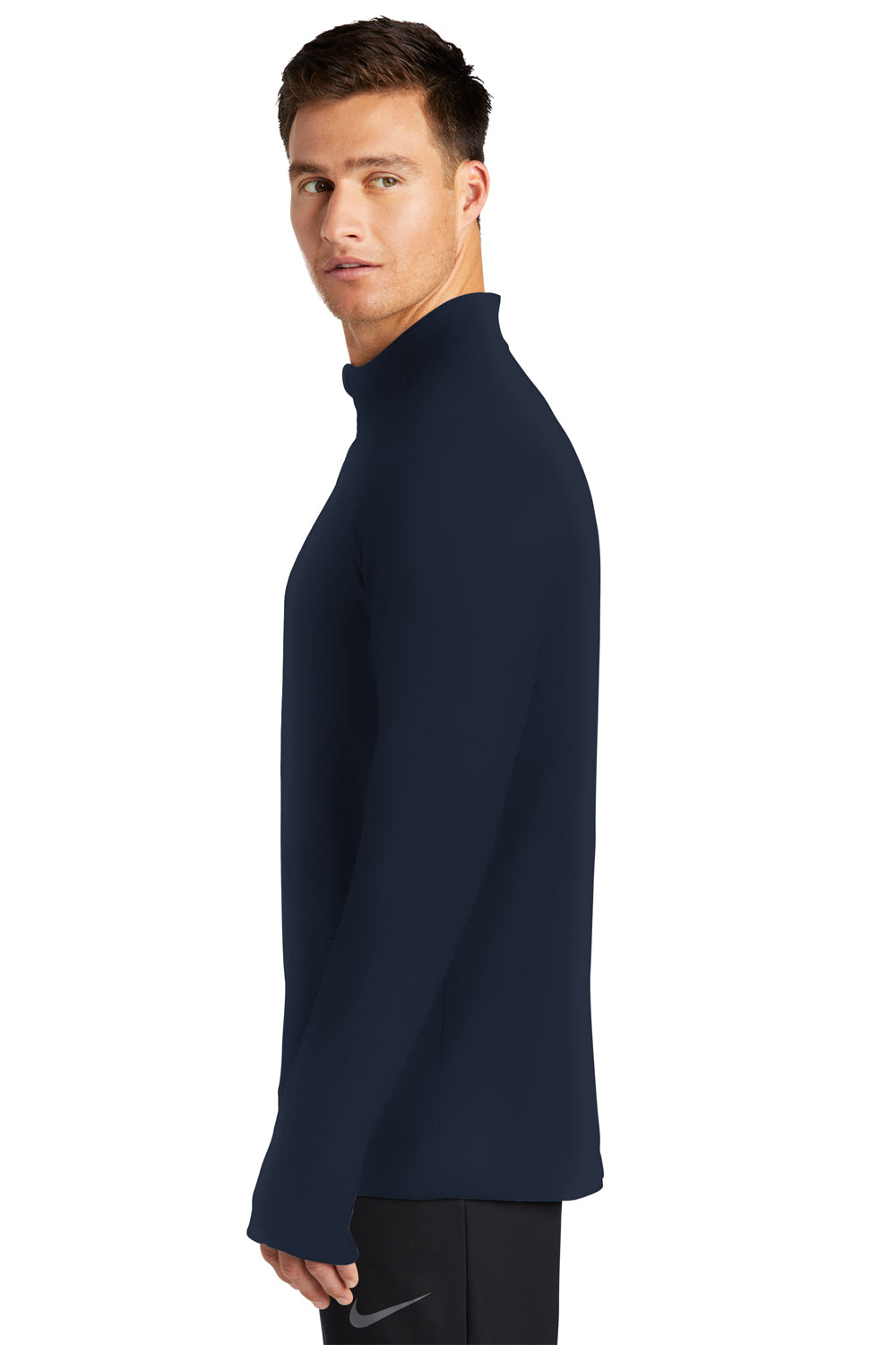 Nike NKDH4949 Mens Element Dri-Fit Moisture Wicking 1/4 Zip Sweatshirt Navy Blue Model Side