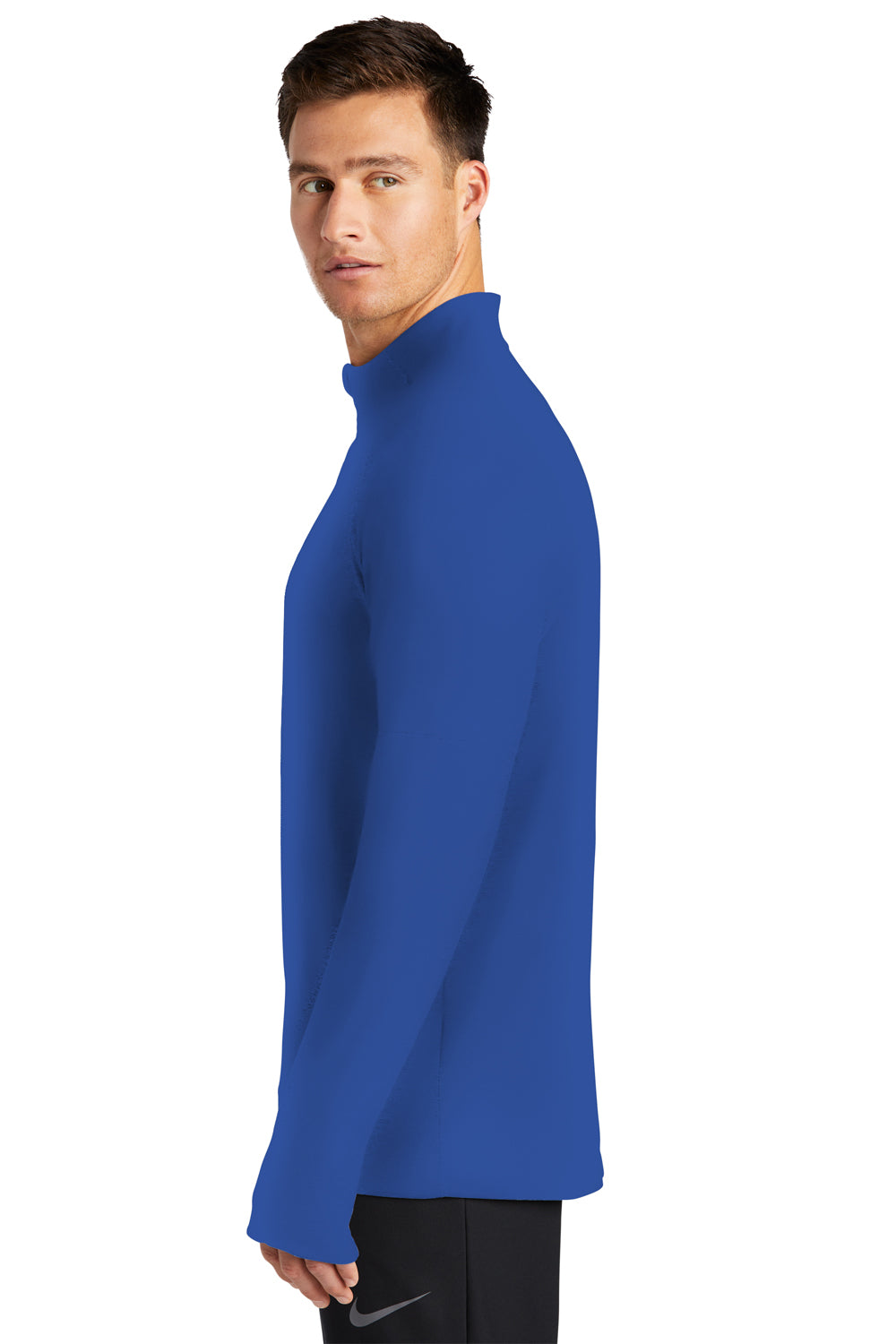 Nike NKDH4949 Mens Element Dri-Fit Moisture Wicking 1/4 Zip Sweatshirt Royal Blue Model Side