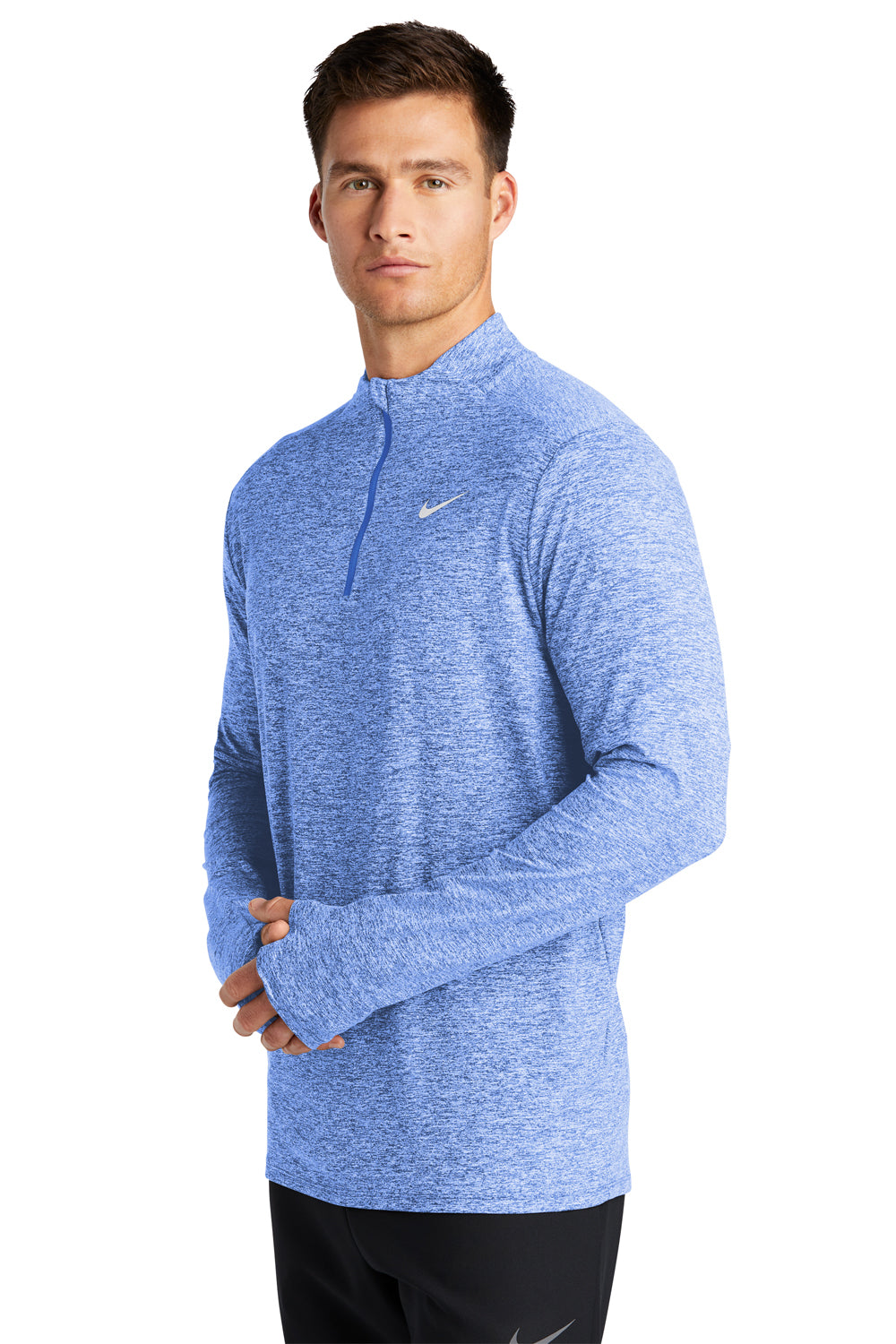 Nike NKDH4949 Mens Element Dri-Fit Moisture Wicking 1/4 Zip Sweatshirt Heather Royal Blue Model 3Q