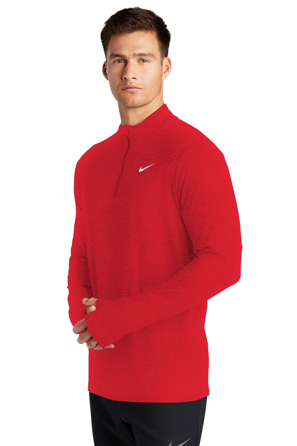 Nike NKDH4949 Mens Element Dri-Fit Moisture Wicking 1/4 Zip Sweatshirt Scarlet Red Model 3Q