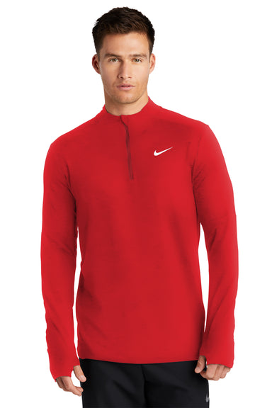 Nike NKDH4949 Mens Element Dri-Fit Moisture Wicking 1/4 Zip Sweatshirt Scarlet Red Model Front