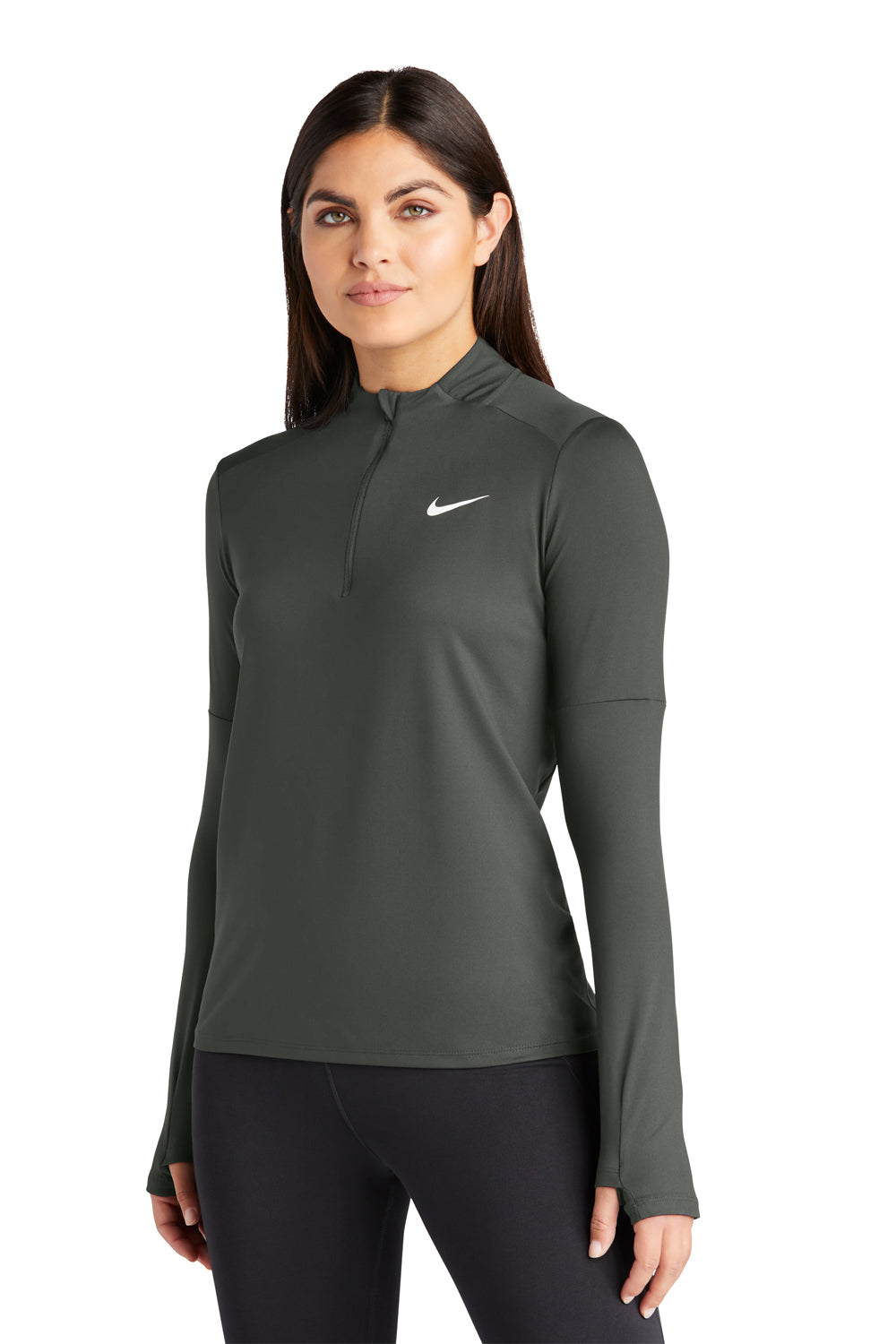 Nike NKDH4951 Womens Element Dri-Fit Moisture Wicking 1/4 Zip Sweatshirt Anthracite Grey Model 3Q
