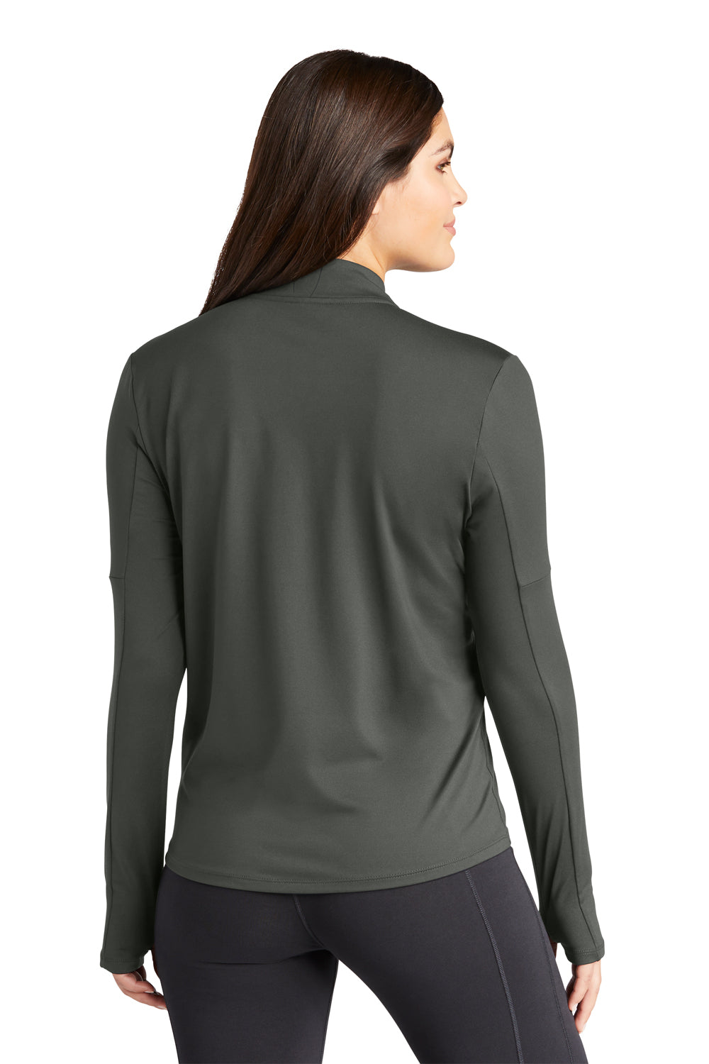 Nike NKDH4951 Womens Element Dri-Fit Moisture Wicking 1/4 Zip Sweatshirt Anthracite Grey Model Back